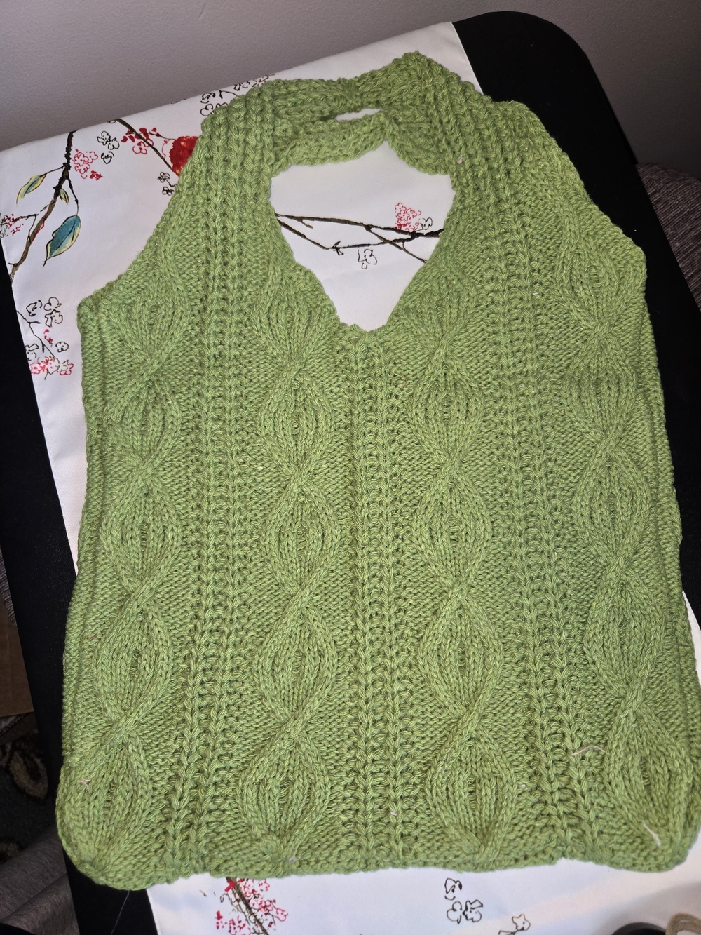 Green Cable Knit Sweater Bag